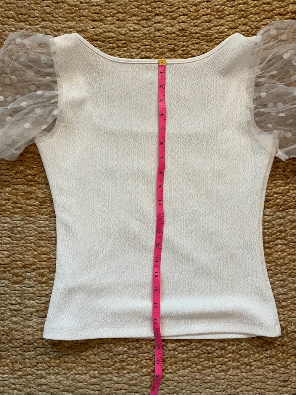White Puff Sleeve Square Neck Top Women’s M Blouse Neckline Feminine
